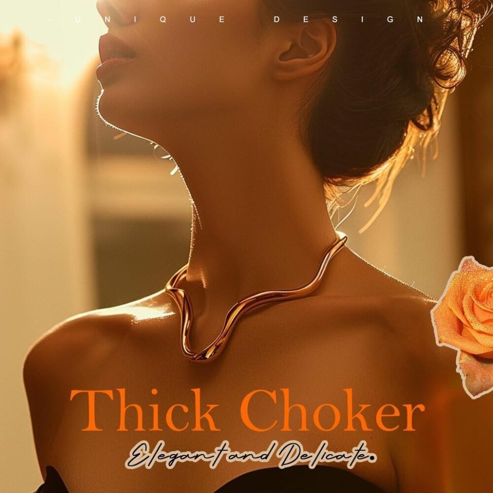 Elegant chunky gold alloy statement choker collar necklace for women - Picture 6 of 6